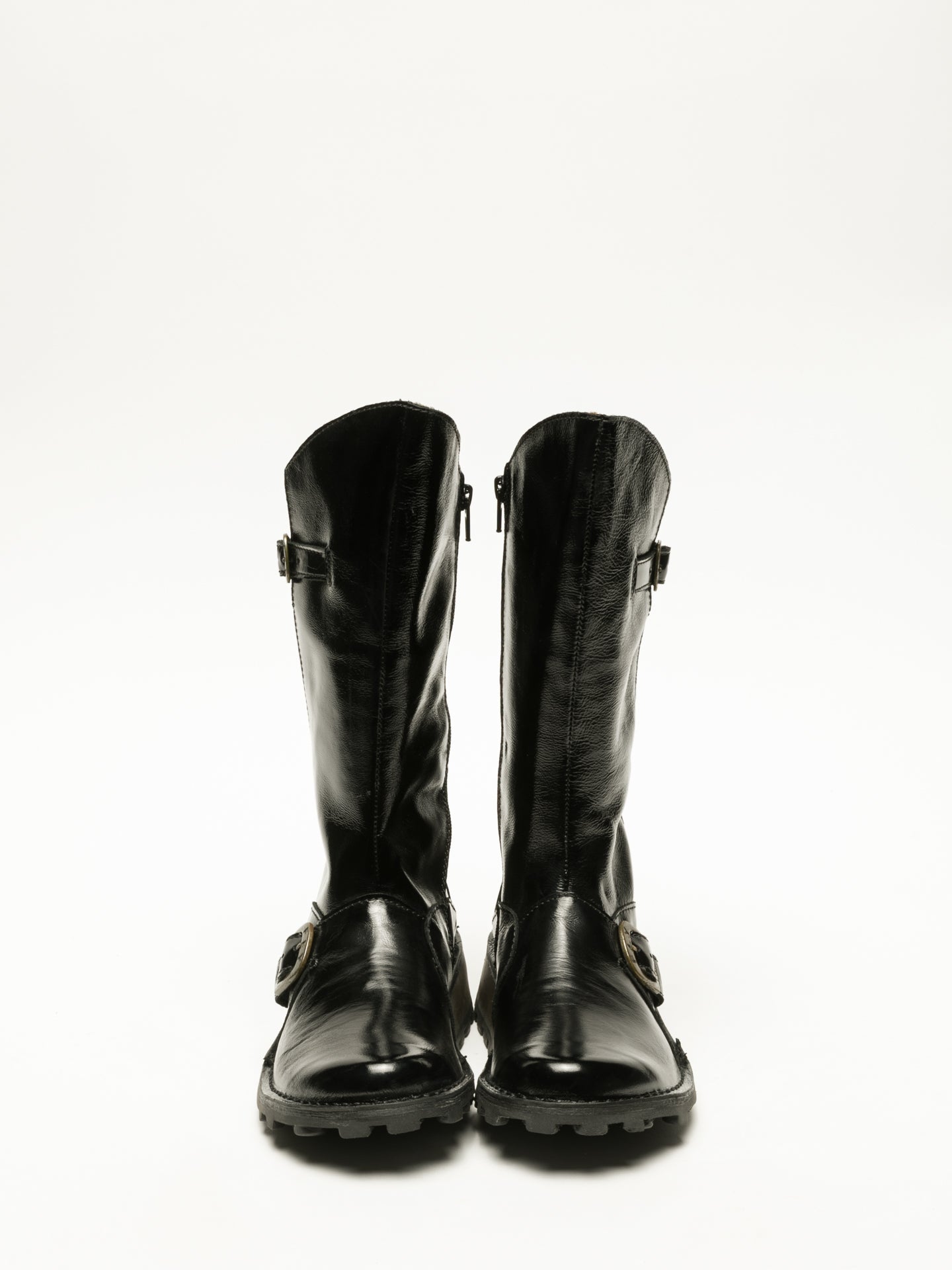 Fly London Coal Black Buckle Boots